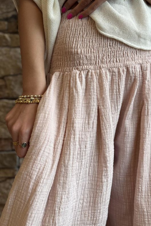 Annie Cushion Cotton Cuff Barrel Pant Antique Rose